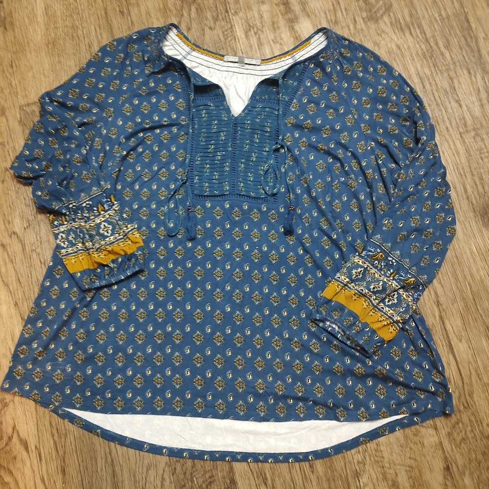Daniel Rainn Bohemian style plus size blue and rust top Size 1x Womens